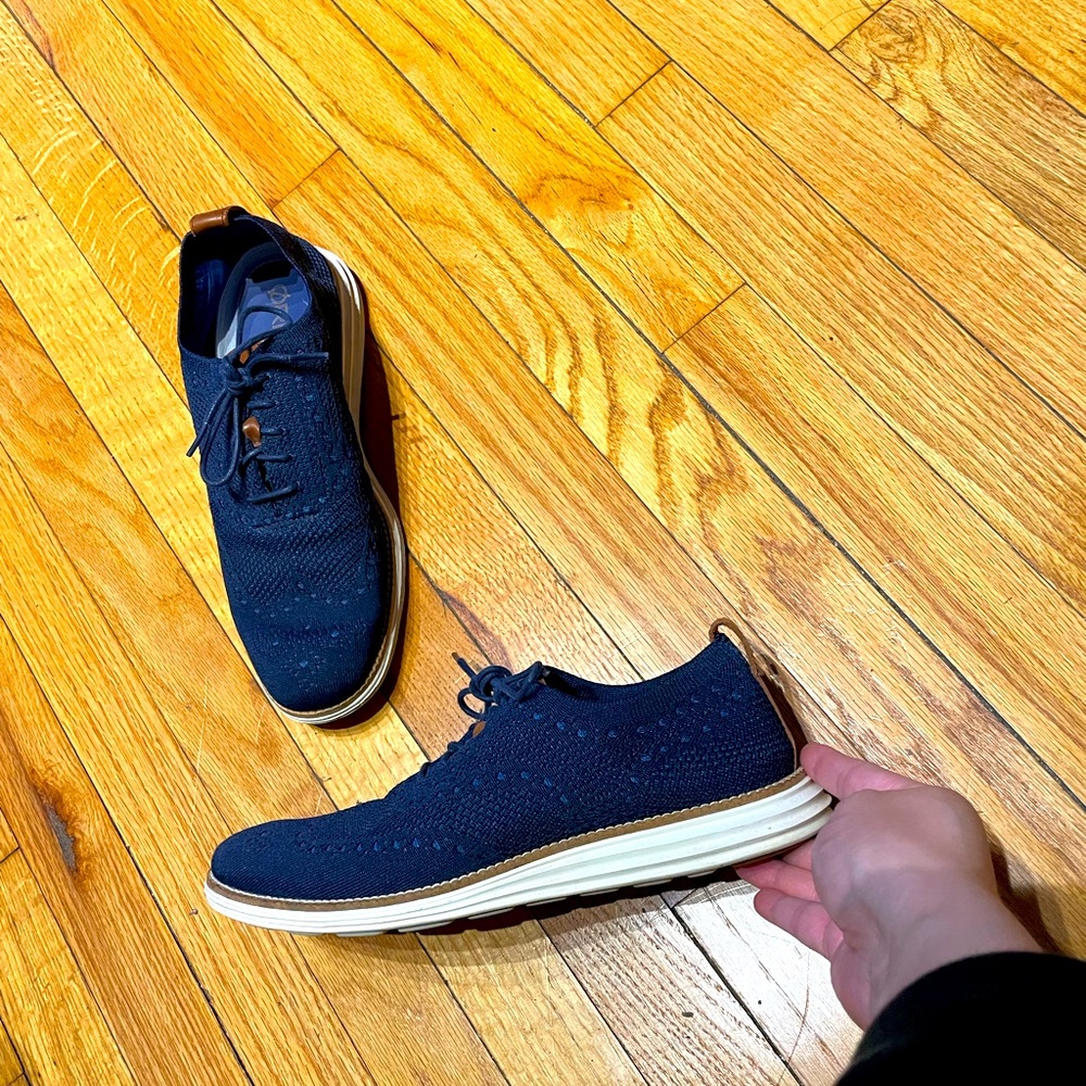 Miles Original Grand Leather Wingtip Knit Sneaker Coastal Cottage Work Preppy